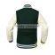 Custom Green American Baseball Puffer Varsity Letterman Team Bomber Wool Jackets for men kid with Faux Leather Sleeves Quilted