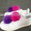 Top Quality Luxury Ball Raccoon Fur Pompom Shoe Accessory Shoes