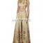 Golden Beige Lengha Set with Mirror Work