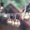 25Ft G40 Globe String Lights Incandescent Light Bulb with US Plug white black color