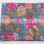 Handmade Queen Kantha Quilt Indian Sari kantha Quilt Throw Bedspread Picnic rug Floral Kantha Bedding