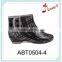 Fashion design woman low heel PVC ankle rain boots with buttons