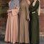 Ready stock]New Vintage Abaya Women Plain Long Dress Muslim Kaftan Islamic Jilbab Maxi Robe Gown