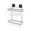 Bathroom Storage Two Layer Iron Wire Rack Black Electrophoresis Suction PS Box