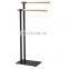 2022 Brand New Stand Type Black Bamboo Metal DoubleTowel Rack