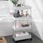 Metal Mesh Rolling Cart Space-saving Storage Rack Shelving With Basket And Cover Board