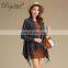 Latest Design Ladies Poncho with Tassel Solid Color Long Sleeves Cashmere Knitted Sweater for Autumn Short Length with Logo Back