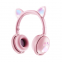 Hot Selling Children Foldable Headset Headphone Kids Girls Over Ear Earphone Stereo Sound Led Light Cat Ear Headphone