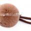 imitate rabbit hair POM POM ball Pendant knit leather keychain