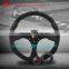 350mm PVC Leather/Black Spoke Deep Dish JDM Drifting Style 6-Bolt Steering Wheel