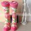 HaiNing Sock Factory 200 Needles Halloween All Over Flower Pattern Stock Women Pink Cotton Socks