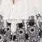 Wholesale Flare Sleeves White Flower Embroidered Cotton Tunic Tops