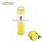 colorful glass water bottle with straw and food grade silicone sleeve