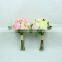 China supplier party decoration bunch plastic silk bridal wedding artificial flower bouquet