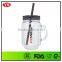 20oz clear double wall acrylic mason jar tumbler with handle and straw