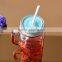Gradient color mason jar with lid and straw