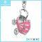 Pink Ribbon Charm Pendant Bracelet&Neckalce in Sterling Silver