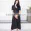 Summer Print Chiffon Black Wrap Maternity Dress, Long Maternity Clothes, Half Sleeve Maternity Clothing