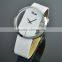 Fashion Transparent Case White Leather Band Quartz Lady Watch