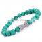 Vogue Jewelry Tibetan Silver Bracelet Turquoise Bead Chain Rhinestone Bangle