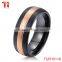 Tungsten carbide ring 2016 domed surface rose gold and black two-tone plated tungsten ring blank 2~12mm customized width