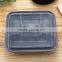 High quality 2 dividers black plastic food bento boxes