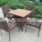 Garden furniture rattan 4 seaters square dining table set