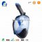 Fashion design round surface snorkeling full face mask black and blue color for diving