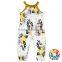Round Collar Sleeveless Girls Romper Summer Yellow Branch Floral Cotton Baby Rompers