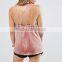 Fashion Clothing 2016 Two Colour Contrast Wrap Front Velvet Camisole Top HST2670