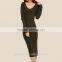 2016 Customized manufactorying korean style long sleeve V neck knitted ladies dress