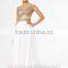 gold white combine beaded halter full length chiffon party wear