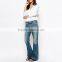 fashion fancy ripped Flared trousers bell-bottoms female jeans in bulk