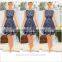 Lady Blue Casual Party Swing Midi Crew Neck Polka Dot Dress