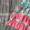 baby girls clothes kids wear summer Flamingo mint coral ruffles print dress cotton mtaching accessories boutique sleeveless