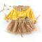 B22640A Autumn new fashion girls bow tie ribbon gauze long sleeves dress