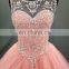 High Quality Ball Gown Patterns Scoop Neckline Sleeveless Crystal Beaded Quinceanera Dress