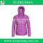 waterproof and soft shell down jacket for woman in blue color