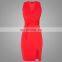 Elegant dress women summer red knee length bandage dress sexy pencil wiggle dress