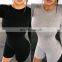 Hot selling Women's half Zip up  V-neck  Long-sleeved cotton Bodycon Bodysuit
