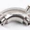 SS304 heating jacketed 90 deg elbow Jacketed Tee sanitary tube fitting with jacket