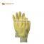 rubber gloves construction latex gloves Yellow crinkle latex full coated woven liner knit wrist working gloves