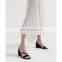 Women latest design asymmetric strap stretchable sling back with ankle wedges heel sandals shoes