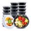 Portable Black Stackable Disposable PP Plastic Meal Prep Containers with Clear Lids