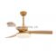 3 blades modern decorative home living room copper pendant lighting wireless indoor ceiling fan wood with led lamp for kitchen