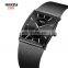 Luxury Men's Watches Simple Mesh Stainless Steel Wristwatches Square Quartz Golden Male Watch