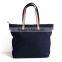 High Quality Navy Denim Bag Denim Tote Bag With Leather Trim