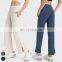 Custom Butt Lifting Workout Wear Gym Fitness High Waist Open Flared Wide Leg Pants Women Flare Yoga Pants With Side Pockets