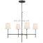 Nordic Style Black Metal Brass Linen Lampshade Chandelier Bedroom Living Room High Ceiling Decor Black Metal Bronze Chandelier