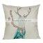 popular chiristmas home decorative deer printing linen cheap cushion cover